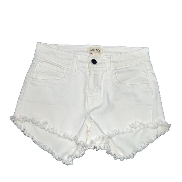 L'AGENCE High Rise Jean Shorts White Sz 23 A004713 - Picture 3 of 9